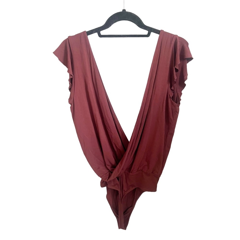 Aritzia Wilfred Nuage Bodysuit in Burgundy Cherry Cola Red Size Small - Picture 8 of 8
